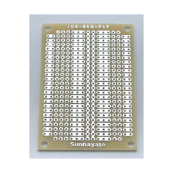 サンハヤト 鉛フリーユニバーサル基板 47×72mm 穴径1.0φ ICB86GPBF 1枚 816-3143（直送品）