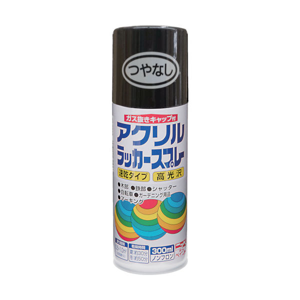 ニッぺ アクリルラッカースプレー 300ml つやなしブラック HWE006ー300 4976124270635 1本（直送品）