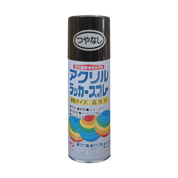 ニッぺ アクリルラッカースプレー 400ml つやなしブラック HWE006ー400 4976124270642 1本(400mL)（直送品）