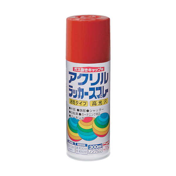 ニッぺ アクリルラッカースプレー 300ml レッド HWE009ー300 4976124270932 1本(300mL)（直送品）