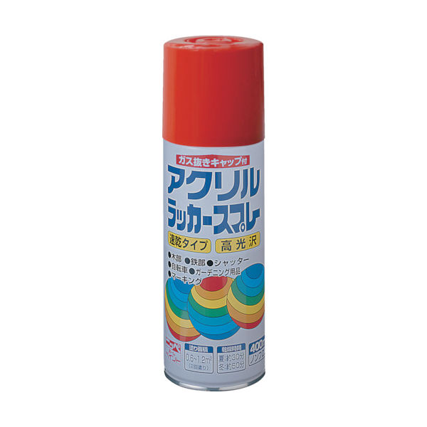 ニッぺ アクリルラッカースプレー 400ml レッド HWE009ー400 4976124270949 1本(400mL)（直送品）