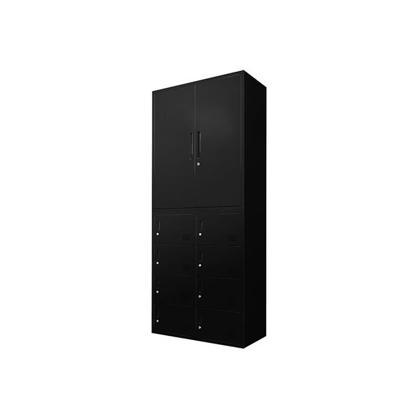 Netforce ネットフォース ファシル 両開書庫＋8人用ロッカー 鍵付 幅900×奥行400×高さ1050mm/1台 ブラック 1セット(2台入)（直送品） 32,269円