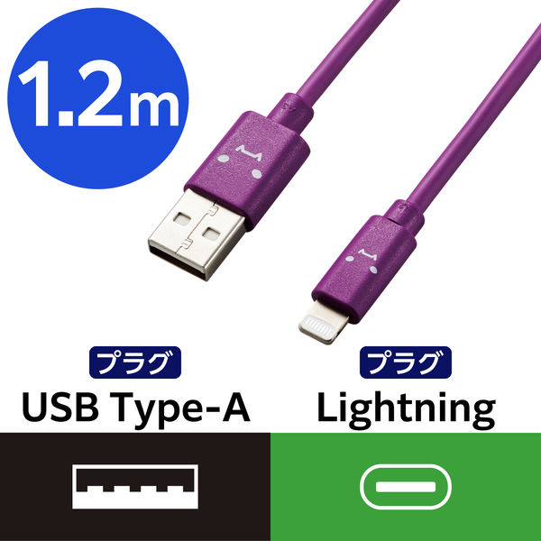ライトニングケーブル 1.2m カラフル A-Lightning パープル MPA