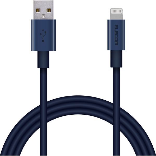 ライトニングケーブル 1m アルミコネクタ耐久仕様 USB(A)オス-Lightningオス ブルー MPA-UALPS10BU エレコム 1個（直送品）