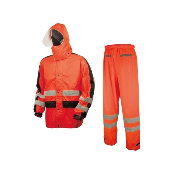 ケイワーク 雨ほたる 蛍光オレンジ 4L 65-2344-26 1着（直送品）