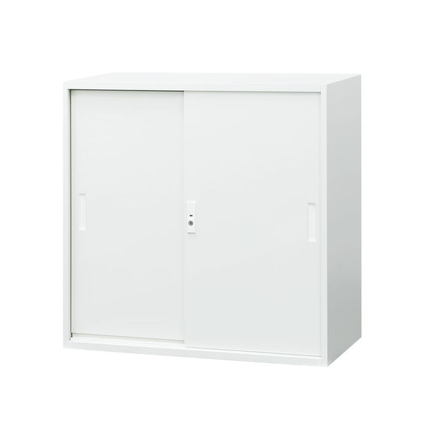 Netforce イーセンブリー 引戸書庫 3段 スチール 幅880×奥行400mm ホワイト EA-8840-3H-AW-WH 1台（直送品）