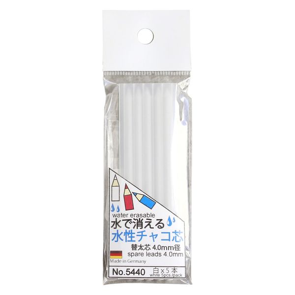 日本紐釦貿易 ノック式水性チャコ用替え芯 4.0mm芯 5本入 ホワイト