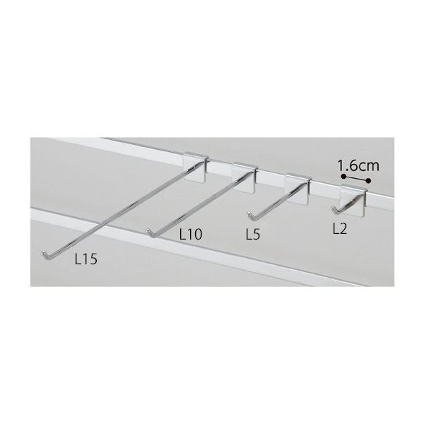 アズワン アクセサリーフックL15 Fバー用 10本組 クローム 63-3373-89 1組(10本)（直送品）