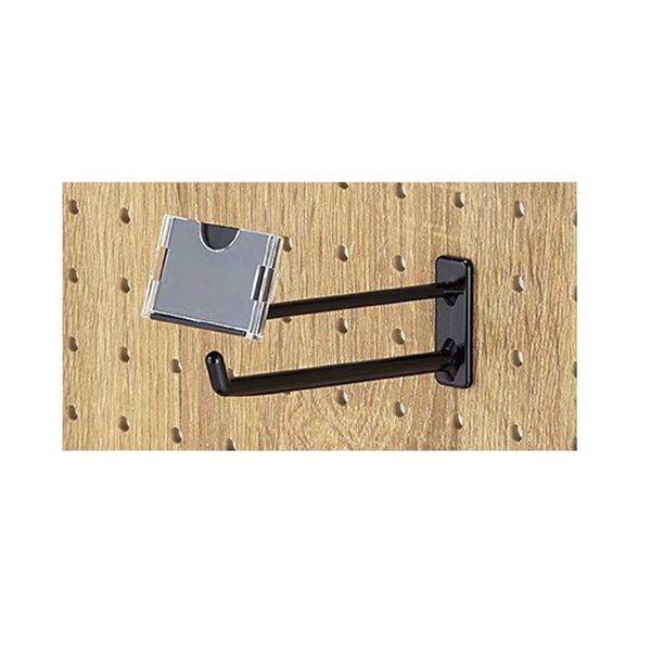 アズワン 有孔パネル用樹脂製2段フック ブラック 5cm 値札ホルダー付き 10本組 63-5725-44 1組(10本)（直送品）