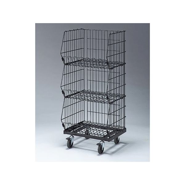 アズワン 高機能型ジャンブルバスケット 黒 3段 W54.4D46.3×H121 キャスター7.5cm 63-5728-06 1台（直送品）
