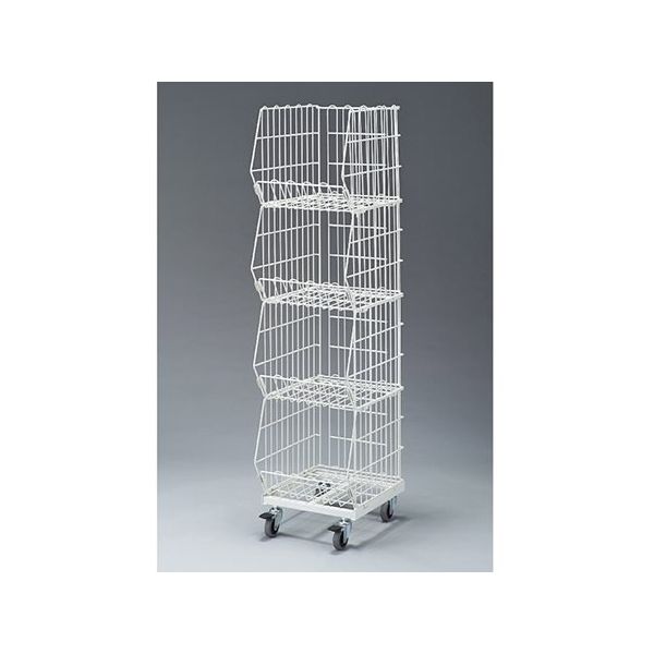 アズワン 高機能型ジャンブルバスケット 白 4段 W38.4D46.3×H156 キャスター7.5cm 63-5728-09 1台（直送品）