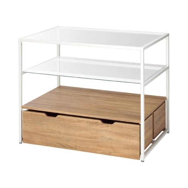 アズワン 3段テーブルH100cm ホワイト トロッコ有 63-5728-46 1台（直送品）