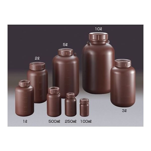 サンプラテック PE広口遮光瓶 250mL ※ケース販売(100本入) 02911c 1箱(100本) 64-3684-21（直送品）