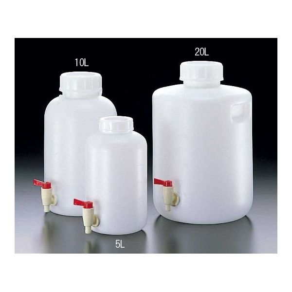 サンプラテック PE広口下口活栓付瓶 5L 02095 1本 64-3684-77（直送品）