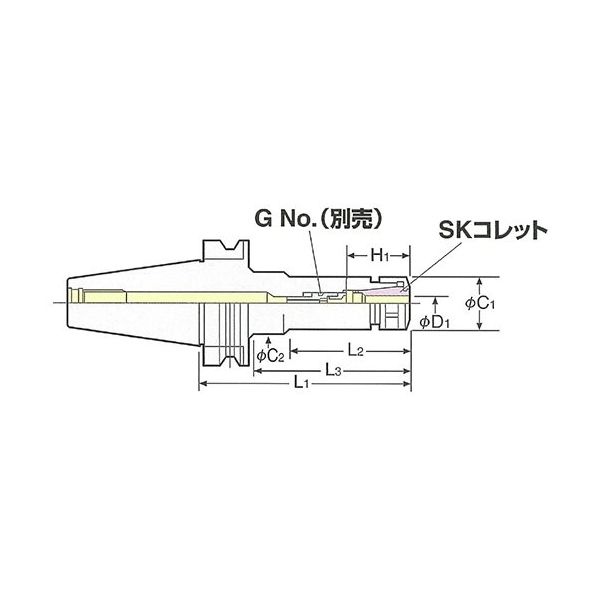 日研工作所 高圧センタースルー型スリムチャック BT40-SK16C-120 1式 62-3638-20（直送品）