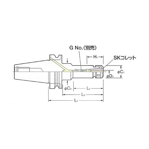 日研工作所 フランジスルー型スリムチャック BT50-SK20F-165 1式 62-3639-40（直送品）