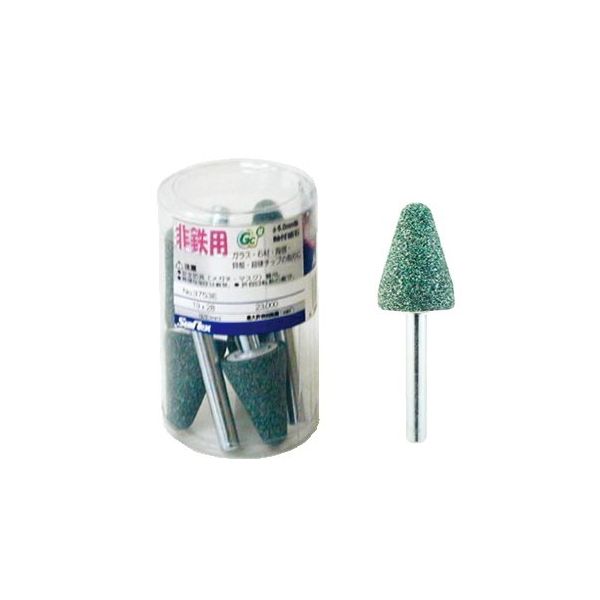 サンフレックス 軸付砥石(非鉄用)GC材 6φ軸 #60 19×28 円錐型 5本入り No.3753E 1袋(5本) 62-4934-70（直送品）