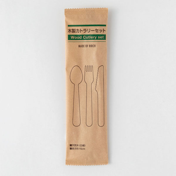 アサヒグリーン アサヒグリーン木製カトラリー3点セット(スプーン・フォーク・ナイフ)160紙完封袋(茶色) 10812000 1袋(50個)（直送品）