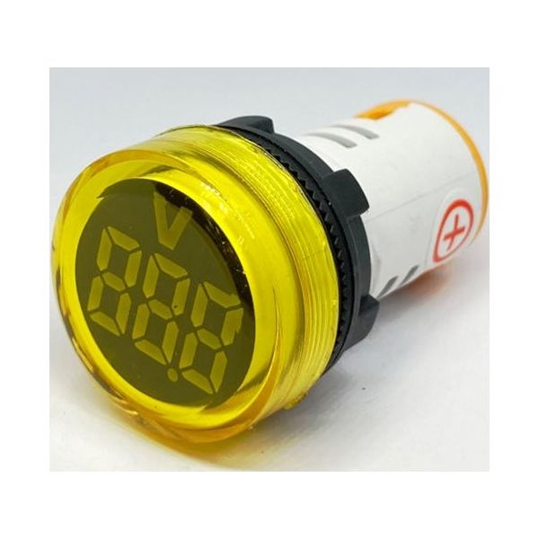 共立電子産業 DC4ー100V LEDデジタル電圧計 丸型 黄 65-9620-84 1個（直送品）