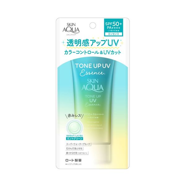 スキンアクア トーンアップUVエッセンス ミントグリーン 80g SPF50+・PA++++ ロート製薬 アスクル