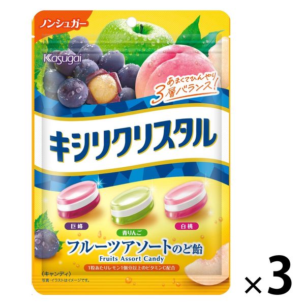 春日井製菓 キシリクリスタル フルーツアソートのど飴 3個