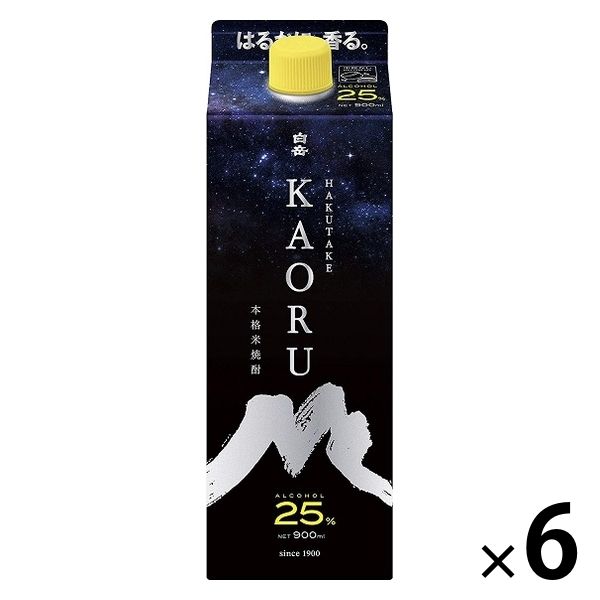 高橋酒造 白岳 KAORU かおる 25度 900ml パック 1セット（6本） 米 焼酎