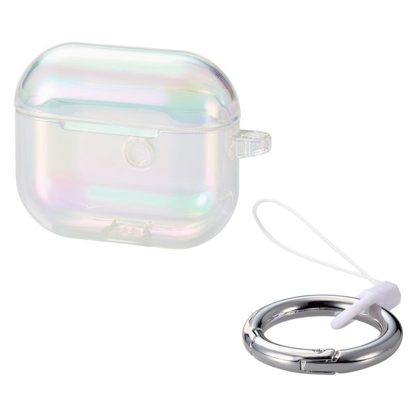 AirPods 第3世代 ソフト カバー 落下防止 カラビナ付 オーロラクリア AVA-AP5UCACR エレコム 1個（直送品）