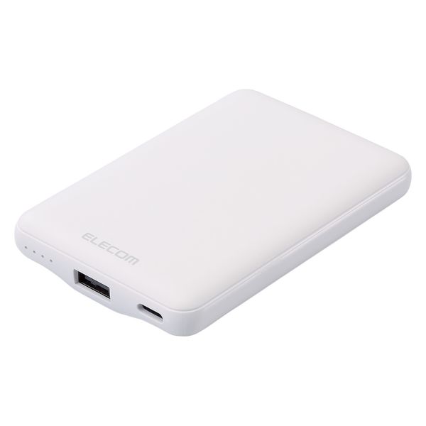 モバイルバッテリー 5000mAh 軽量 小型 最大15W ホワイト DE-C45-5000WH エレコム 1個（直送品）