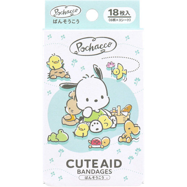 サンタン キャラクターばんそうこう CUTE AID ポチャッコ 18枚入 BSK-0065 1セット(1箱(18枚入)×10)（直送品）