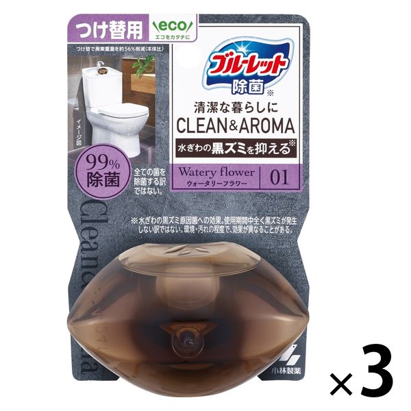 液体ブルーレット除菌クリーン＆アロマ つけ替用 ウォータリーフラワー 1セット（1個×3） 小林製薬