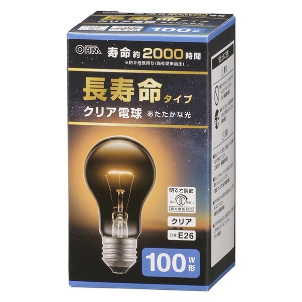 オーム電機 長寿命クリア電球100W1P 06-4751 1セット(10個)（直送品）