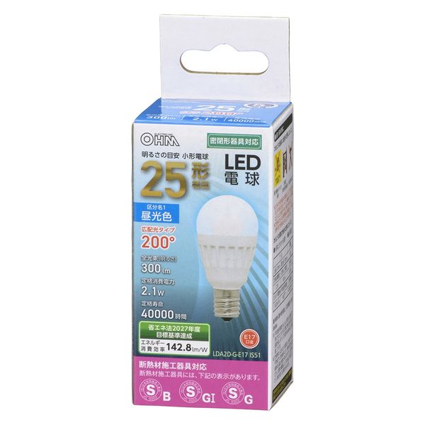 オーム電機 LED PS E17 2.1W D 06-4473 1セット(5個)（直送品）