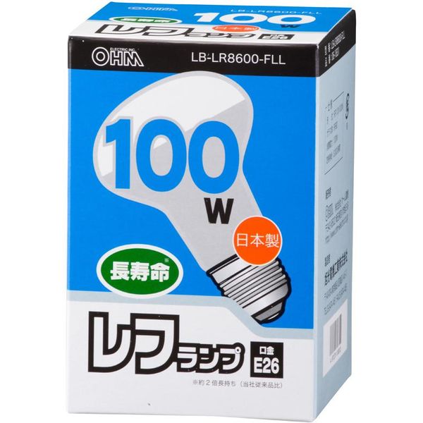 オーム電機 レフランプ 100W/E26 LB-LR8600-FLL 1セット(5個)（直送品）