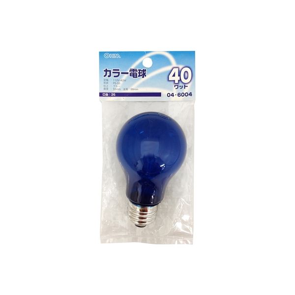 オーム電機 白熱電球 カラー E26 40W ブルー OHM LB-PS5640-CA 1セット(5個)（直送品）