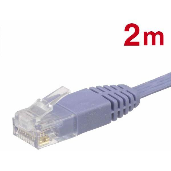 オーム電機 LANケーブル カテゴリー6 フラット 2m PC-N1064 1セット(5個)（直送品）