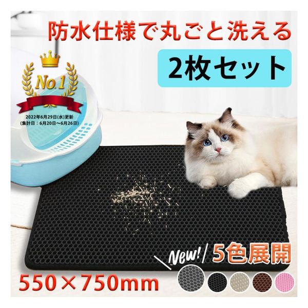 ベスト・アンサー 猫砂 砂取りマット 55×75cm ブラック pet-055-bk-2p 1セット(2枚入)（直送品）