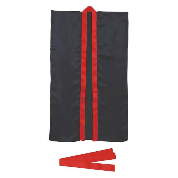 アーテック サテンロングハッピ 黒（赤襟） Jサイズ （ハチマキ付） 14427 1個