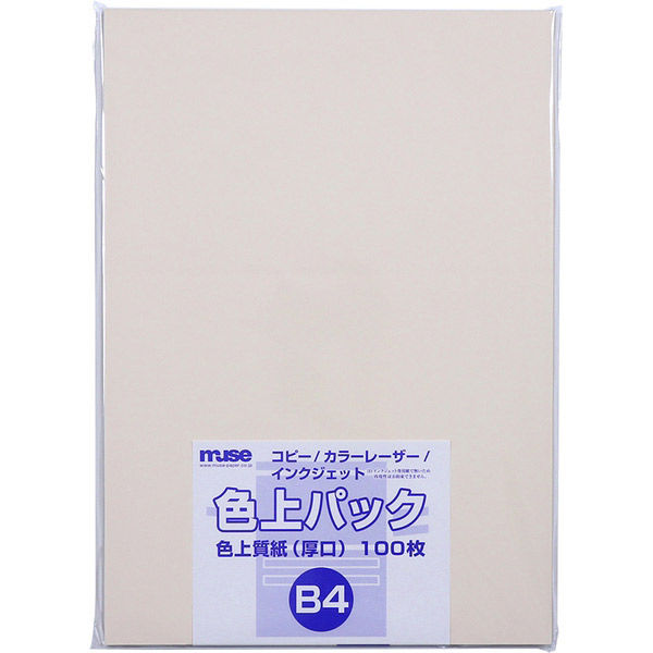 ミューズ 色上パック 色上質紙 厚口 B4 100枚入 アイボリー 300276 1セット(1パック×2)（直送品）