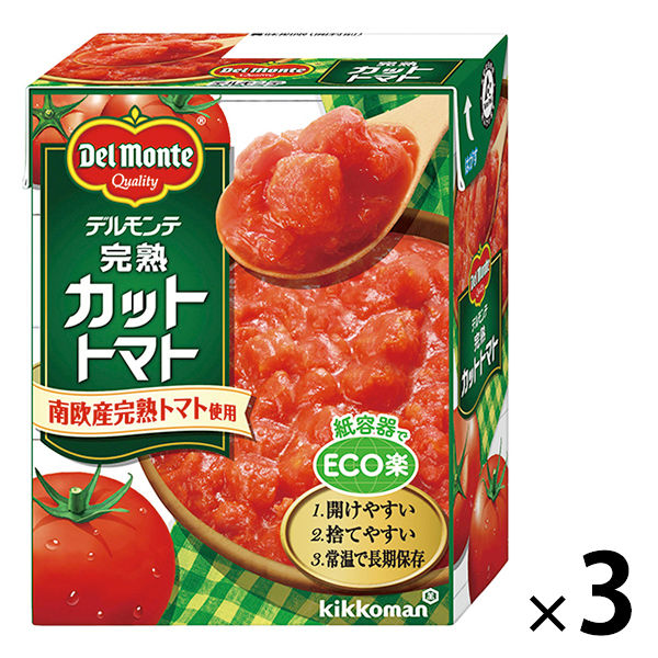デルモンテ　完熟カットトマト（紙パック）388g　南欧産完熟トマト使用　1セット（1個×3） 素材缶詰（トマト）　キッコーマン