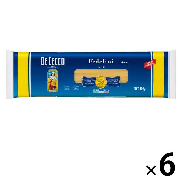 ディチェコ No.10 フェデリーニ 1.4mm 500g ゆで時間6分 1セット（1個×6）日清製粉ウェルナ パスタ イタリア
