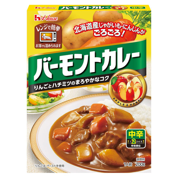 ハウス食品 バーモントカレー 中辛 200g 1個 レンジ対応 レトルト - アスクル