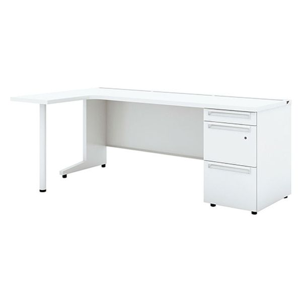 組立設置込】プラス US-W L型片袖机 ホワイト×ホワイト UR-1812WA-3-6L 