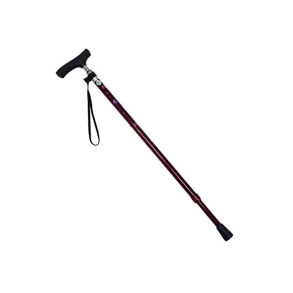 アークランズ 細型ネック伸縮ステッキ 花柄 レッド NS87-F5 1本 64-3677-01（直送品）