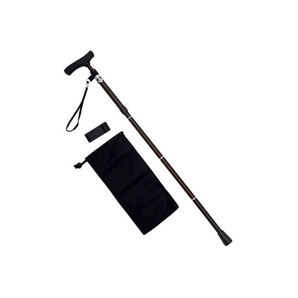 アークランズ 細型ネック折りたたみステッキ ブラウン NS57-01 1本 64-3676-99（直送品）