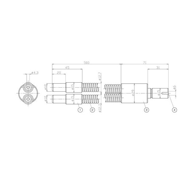 ケンコー・トキナー 2分岐ライトガイド 500mm φ6 FG6B-500S 1個 67-4572-71（直送品）