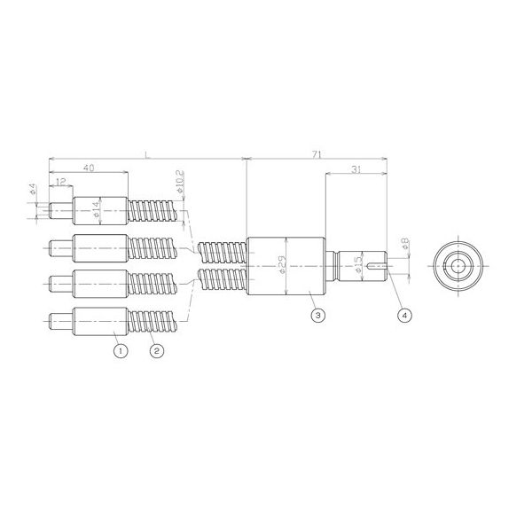 ケンコー・トキナー 4分岐ライトガイド 1000mm φ8 FG8B-1000F4BR 1個 67-4572-80（直送品）