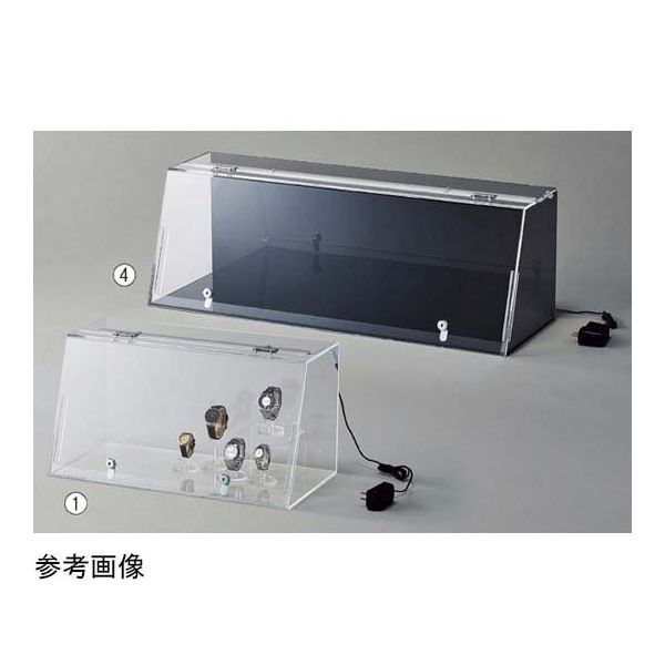 アズワン 鍵付きショーケース 白色LED照明付き W57cm 背面・底板 黒 65-8768-06 1個（直送品）