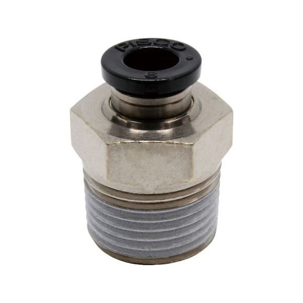 日本ピスコ チューブフィッティング ストレート 適合外径6mm 接続口径R3/8 PC6-03 1個 61-1907-39（直送品）