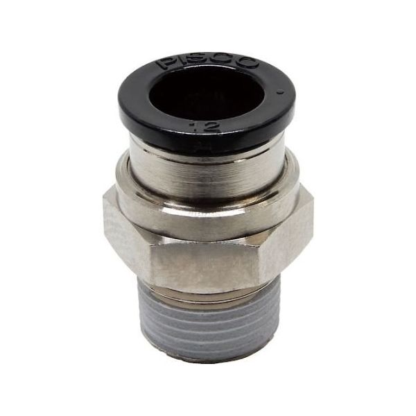日本ピスコ チューブフィッティング ストレート 適合外径12mm 接続口径R3/8 PC12-03 1個 61-1907-48（直送品）
