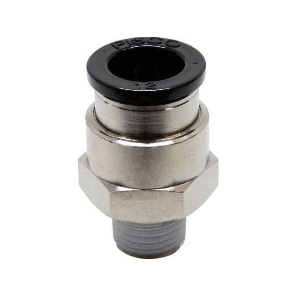 日本ピスコ チューブフィッティング ストレート 適合外径12mm 接続口径R1/4 PC12-02 1個 61-1907-47（直送品）